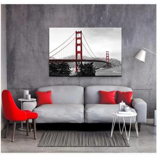 Détail de Tableau Toile Moderne Golden Gate Bridge, Décor Murale