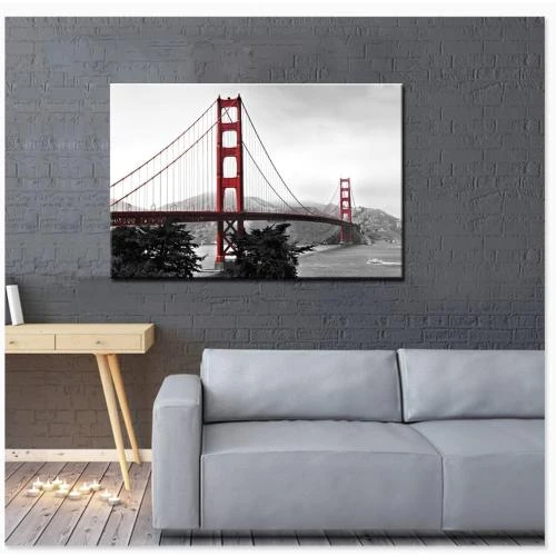 Zoom sur Tableau Toile Moderne Golden Gate Bridge, Décor Murale