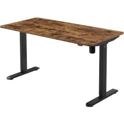 Bureau Électrique Réglable Assis Debout, Marron Noir