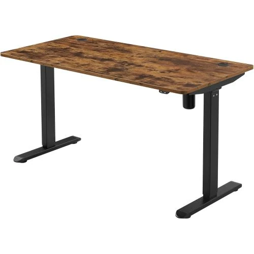 Bureau Électrique Réglable Assis Debout, Marron Noir - Vue principale