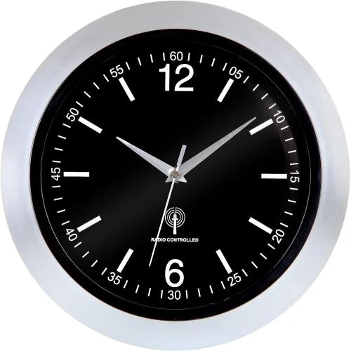 Horloge Murale Radio Pilotée Quartz Silencieuse Argent - Vue principale