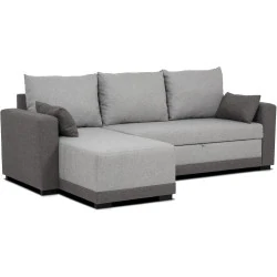 Canapé d'angle réversible BUDWING, tissu gris, 3 places