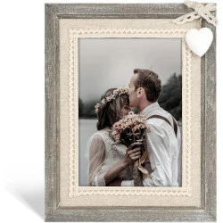 Cadres Photo Vintage Bois Sumgar, Coeur Blanc, Amour