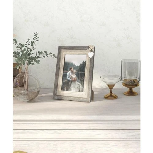 Zoom sur Cadres Photo Vintage Bois Sumgar, Coeur Blanc, Amour
