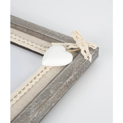 Détail de Cadres Photo Vintage Bois Sumgar, Coeur Blanc, Amour