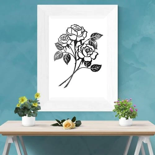 Zoom sur Décorations murales métal noir, roses sculptures intérieures, extérieures