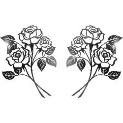 Décorations murales métal noir, roses sculptures intérieures, extérieures