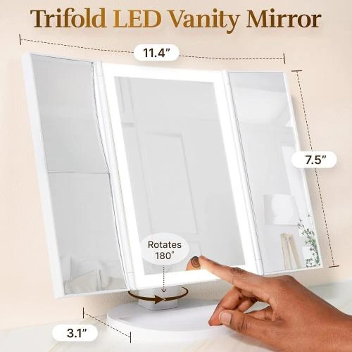Zoom sur Miroir maquillage rétroéclairé, 36 lumières LED, portable