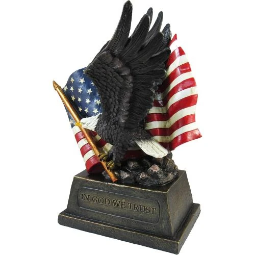Zoom sur DWK Statue Aigle Chauve Drapeau Américain Sculpture Décor