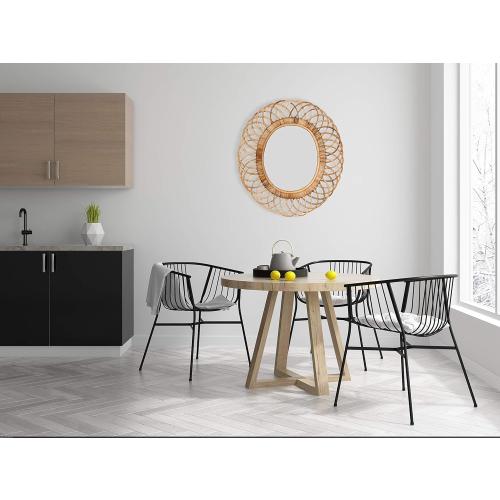 Présentation de Miroir Mural Ovale Bambou Tressé Marron Créatif en situation