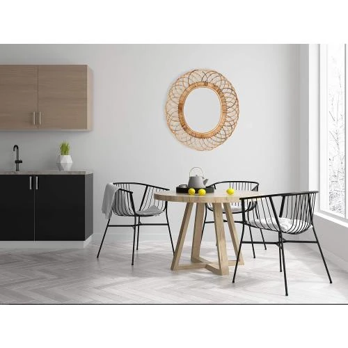 Détail de Miroir Mural Ovale Bambou Tressé Marron Créatif