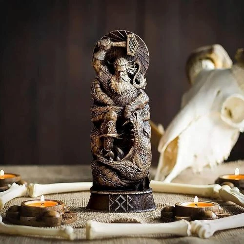 Détail de Statue Dieu Nordique Résine, Figurine Artisanat Viking