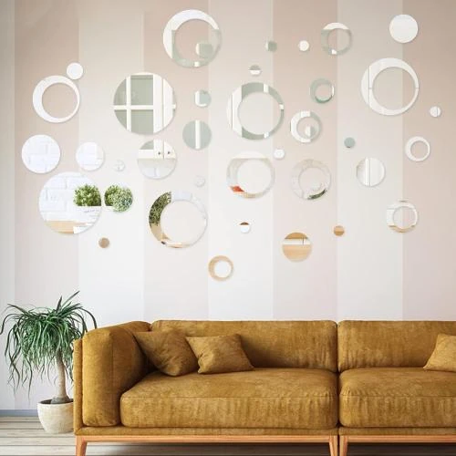 Détail de Milaosk Miroirs Ronds Autocollants Acrylique Décoration Moderne