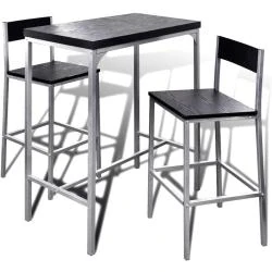 Jeu de Bar Petit Déjeuner Comptoir Élevé, Chaise Haute