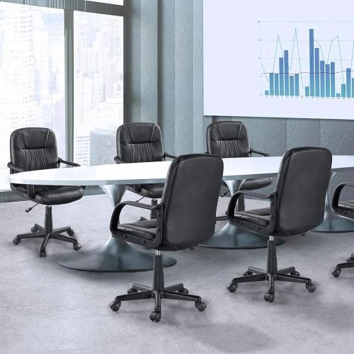 Zoom sur Fauteuil Bureau Yaheetech, Cuir Noir, Hauteur Réglable, Rembourré