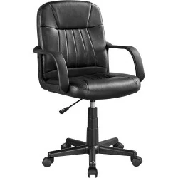 Fauteuil Bureau Yaheetech, Cuir Noir, Hauteur Réglable, Rembourré