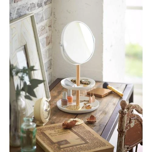 Zoom sur Yamazaki Support à Bijoux Miroir Blanc Design Élégant
