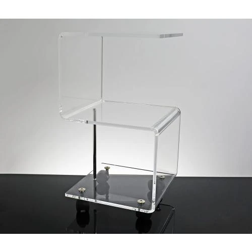 Zoom sur Table Basse Slato, Trois Étagères, Design Moderne, Roues