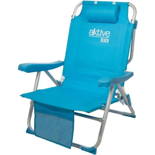 Chaise Pliante Plage AKTIVE, Coussin, Sac à Dos, Bleu Pastel - Vue principale