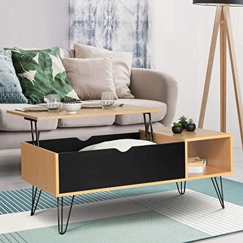 Détail de Table Basse Rectangulaire Relevable Noemi Bois IDMarket