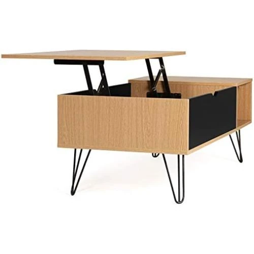 Zoom sur Table Basse Rectangulaire Relevable Noemi Bois IDMarket