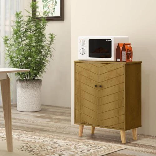 Détail de Buffet Vintage Polyvalent, Étagères Intérieures, Couleur Bois