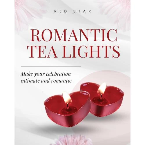 Détail de Bougies Chauffe Plat Coeur Rouge, 50 Unités, Romantique
