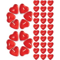 Bougies Chauffe Plat Coeur Rouge, 50 Unités, Romantique