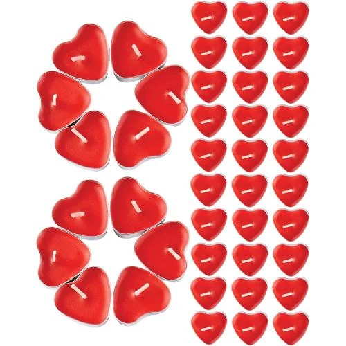 Bougies Chauffe Plat Coeur Rouge, 50 Unités, Romantique - Vue principale