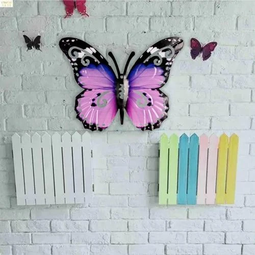 Détail de Sculpture murale 3D papillon métal violet, décoration intérieure extérieure