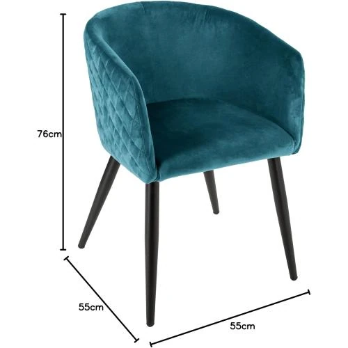 Détail de Fauteuil Marlo Velours Bleu Canard, Design Élégant