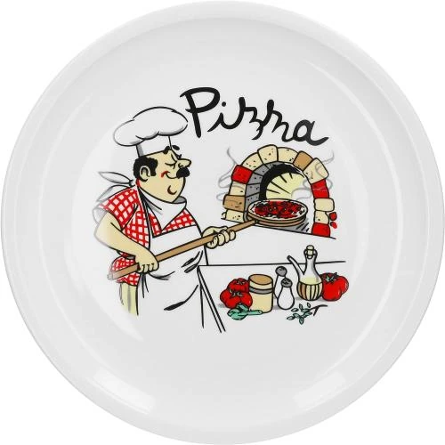 Détail de Assiettes à pizza VAN WELL, motif chef, porcelaine durable