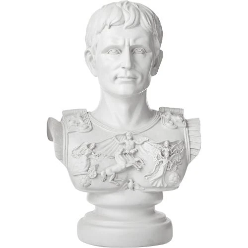 Détail de Statue Buste Auguste César, Design Toscano, Pierre Antique