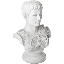 Statue Buste Auguste César, Design Toscano, Pierre Antique