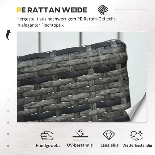 Zoom sur Outsunny Salon de Jardin Polyrotin Gris, Coussins Inclus