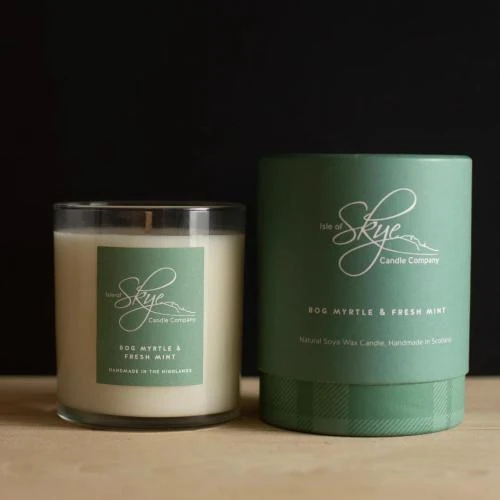 Détail de Bougie Blanc, Bog Myrtle, Menthe Fraîche, Scottish Range