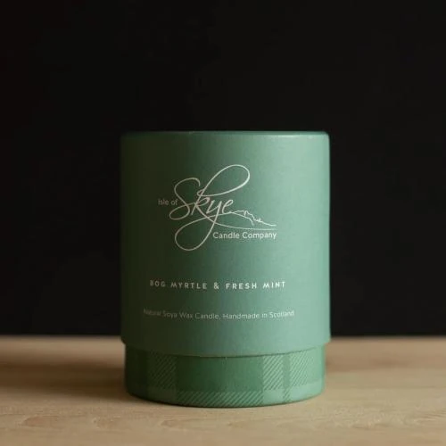 Zoom sur Bougie Blanc, Bog Myrtle, Menthe Fraîche, Scottish Range