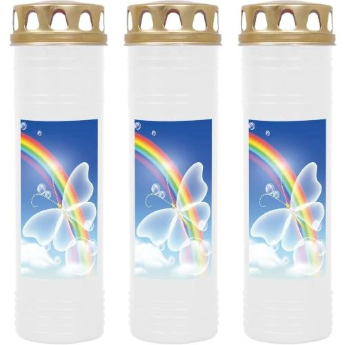Bougies funéraires Hs Candle, lot de 3, blanc, arc-en-ciel - Vue principale