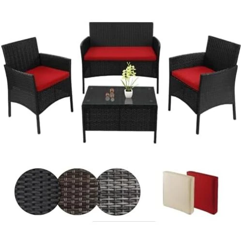 Ensemble Salon de Jardin en Résine Tressée 4 Places - Confort et Style - Vue principale