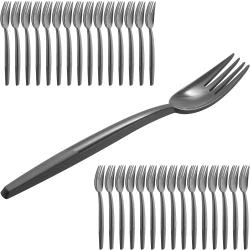 Couvert plastique réutilisable, 30 fourchettes, anthracite