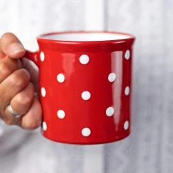 Tasse Mug Café, Thé, Chocolat Chaud Rouge Pois Blancs