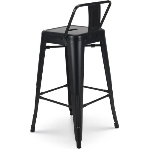 Zoom sur Tabouret Bar Metal Noir Mat Kosmi, Style Industriel