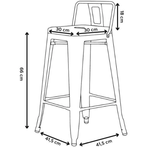 Détail de Tabouret Bar Metal Noir Mat Kosmi, Style Industriel