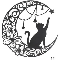 Art Mural Métal Noir Chat Étoilé - Décoration Intérieur Extérieur