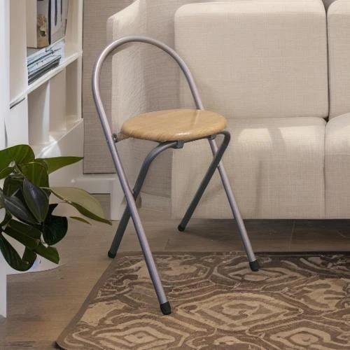 Zoom sur Chaise pliante BURI, assise bois élégante, pratique