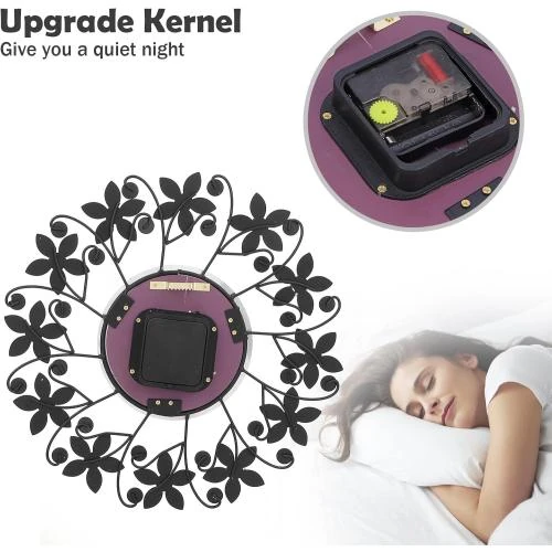 Zoom sur Horloge Murale Design Moderne Serlium, Pendule 3D Silencieuse