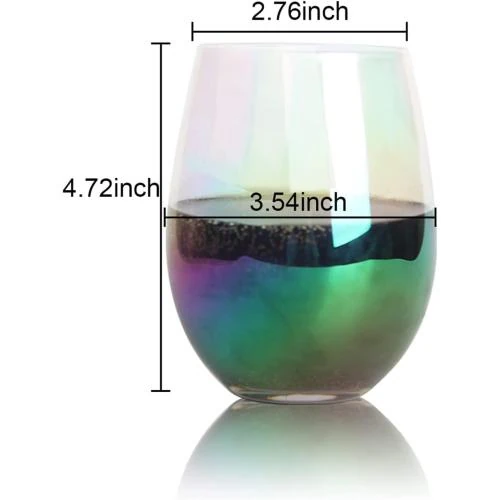 Zoom sur Verres à vin sans pied Widisun, irisés, arc-en-ciel