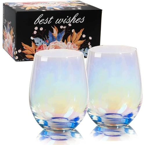 Verres à vin sans pied Widisun, irisés, arc-en-ciel - Vue principale