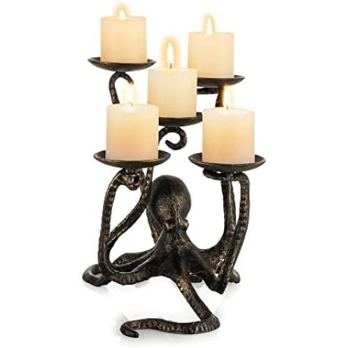 Bougeoir Pieuvre, Chandeliers Gothiques, Décoration Halloween - Vue principale
