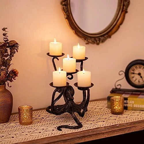 Détail de Bougeoir Pieuvre, Chandeliers Gothiques, Décoration Halloween